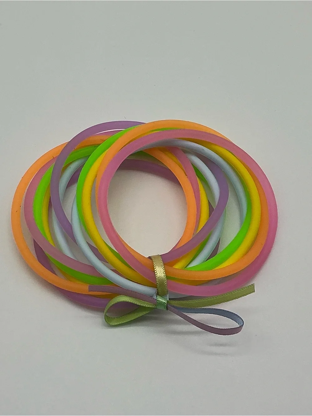 Pastel Green and Pastel Rainbow 80s Barrettes & 12 Jelly Bracelets
